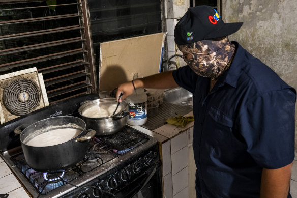 A Sinaloa cartel cook works on an order of illicit fentanyl in Culiacan, Mexico, in December.