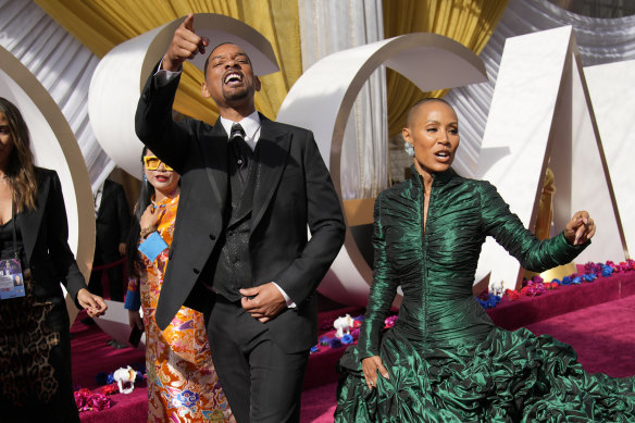 Will Smith and Jada Pinkett Smith, earlier in the night, before the controversy.