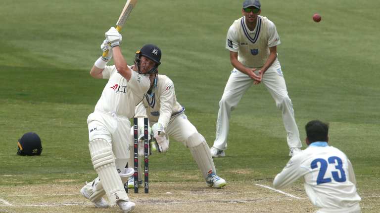 Next big thing? Marcus Harris on his way to an unbeaten 250 against NSW.