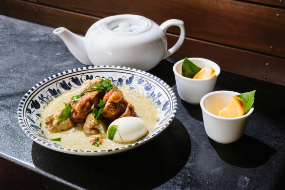 Central Javanese duck white curry with egg, jackfruit and lemongrass.