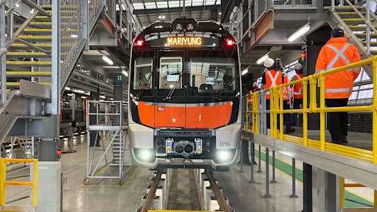 One of the new intercity trains at Kangy Angy on the Central Coast.