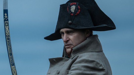 Joaquin Phoenix as Napoleon. Ridley Scott couldn’t resist comparing Napoleon with Hitler and Stalin when speaking of his film.