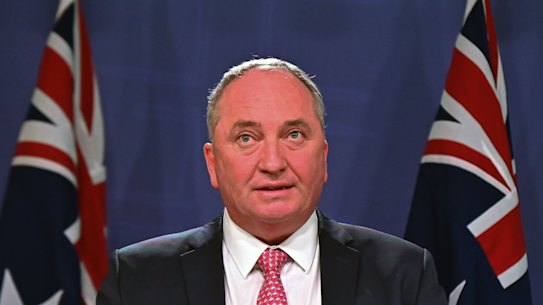 Deputy Prime Minister Barnaby Joyce speaks to the media during a press conference in Sydney on Saturday morning.