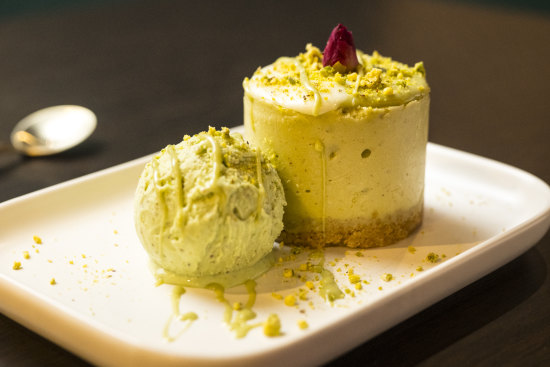 Pistachio cheesecake.