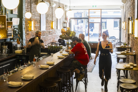 The interior at Maggie’s Snacks and Liquor, Brunswick East.