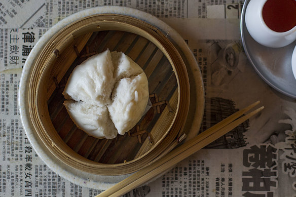 Char siu bao (barbecue pork bun).