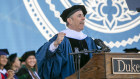 Jerry Seinfeld speaks during Duke University’s graduation ceremony.