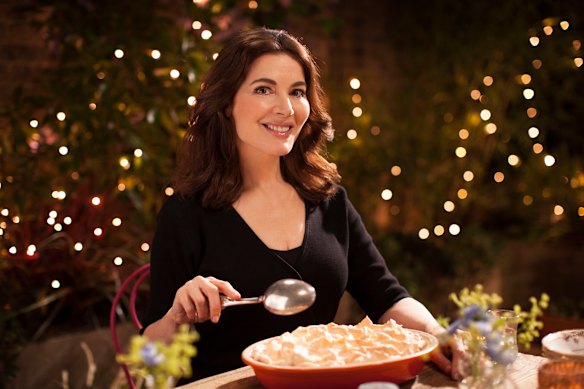 Lawson’s baking style is simple, such as this pudding from her series “Nigella: At My Table”.