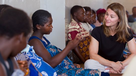 Melinda Gates in the maternity room at Dowa District Hospital, in Dowa, 
Malawi .