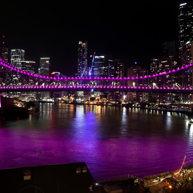 Brisbane’s Story Bridge was lit up pink in February in memory of Hannah Clarke and her children.