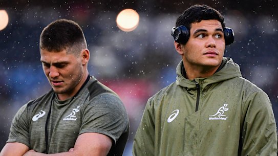 James O'Connor and Noah Lolesio ahead of the third Bledisloe clash at ANZ Stadium.