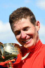 James McDonald with the Melbourne Cup.
