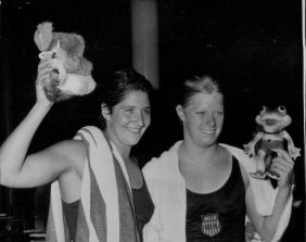 Dawn Fraser after winning the 100m freestyle at the Rome Olympics.