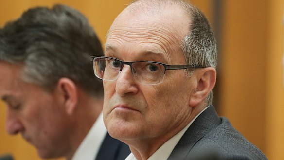 Secretary of the Treasury Philip Gaetjens during a Senate estimates hearing.