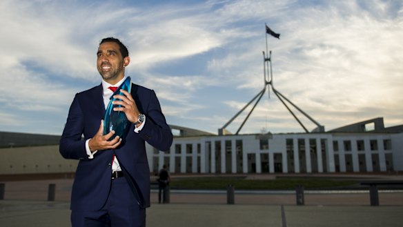 Top honour: Adam Goodes accepts his Australian of the Year award in 2014.