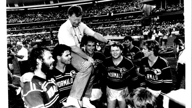 Bob Fulton after winning a premiership in Manly in 1987.