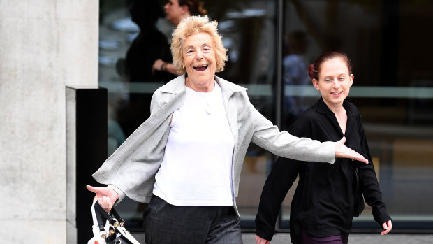 The victim's grandmother, Anthea Anthony, leaves the Brisbane Supreme Court on Friday - the day Robert John Nott was convicted.
