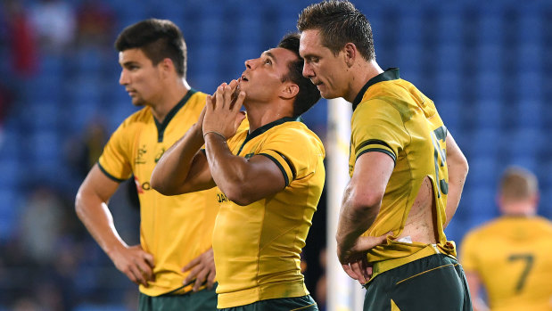 Wallaby Nick Phipps' face tells the story of anguish after their defeat by Argentina. 
