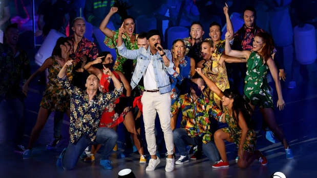 Guy Sebastian was one of a number of local artists who performed at the closing  ceremony on Sunday night.