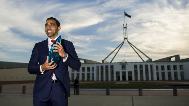 Top honour: Adam Goodes accepts his Australian of the Year award in 2014.