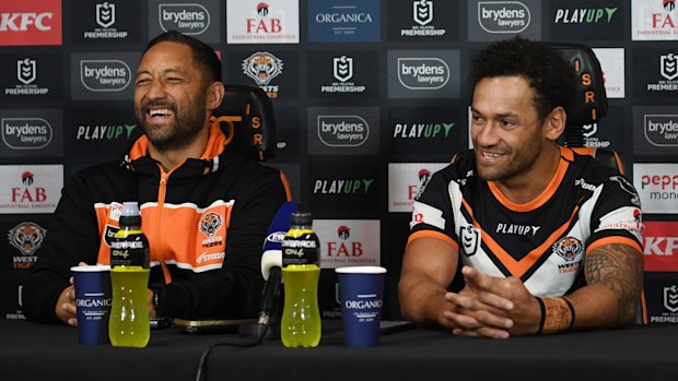 Benji marshall and koroise apes celebrate well done in a rara victory this year.