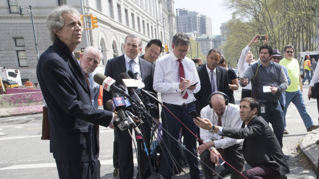 J. Michael Dowling, attorney for Najibullah Zazi, speaks to reporters after his sentencing outside Brooklyn Federal court, New York, on Thursday.