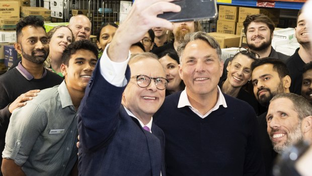 Anthony Albanese and Richard Marles campaigning in Victoria earlier in the week.