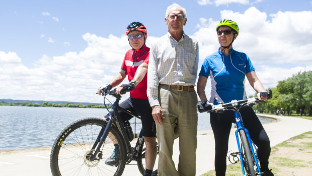 Cyclists from Pedal Power Mark Boast, Richard Bush and Michelle Weston are concerned about overcrowding on lakeside paths.