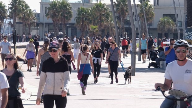 People are slowly but steadily returning to the St Kilda beach area.