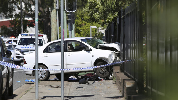 The scene of the fatal crash at Hurstville Public School on Friday. 