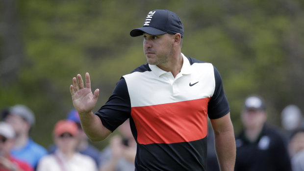 Relish: Brooks Koepka is again leading the way in a major tournament.