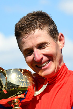 James McDonald with the Melbourne Cup.