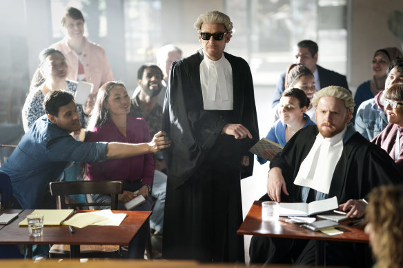 Richard Roxburgh dons his familiar robes as a version of his beloved barrister from Rake in Aunty Donna’s Coffee Cafe.