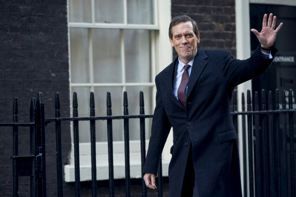 Hugh Laurie in the enthralling political thriller Roadkill, written by David Hare.