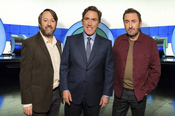 David Mitchell, Rob Brydon and Lee Mack in the original UK version of Would I Lie To You, which is now in its 15th season.
