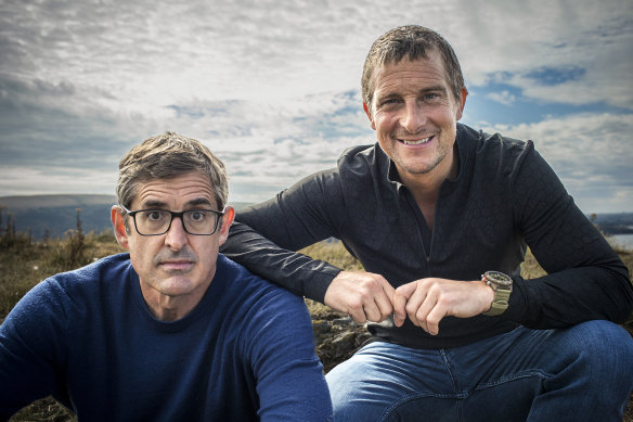 Theroux with Bear Grylls.