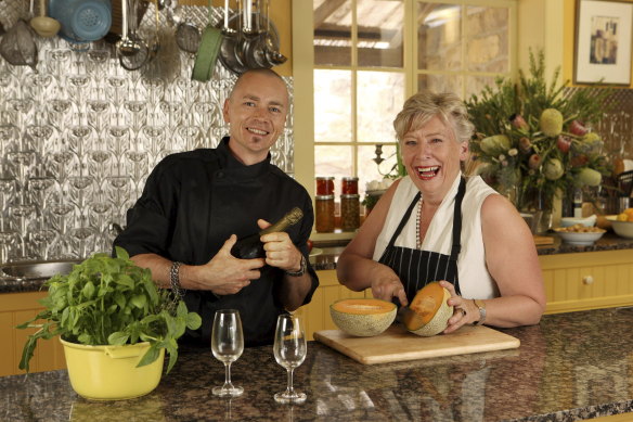 Beer with chef Simon Bryant on the set of their TV show The Cook and the Chef.