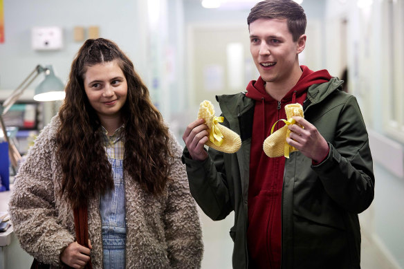  Zoe Athena as Ava and Oscar Kennedy as Luke in Breeders.