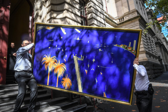 Exhibit A: Big Blue Lavender Bay outside the Supreme Court of Victoria in 2016.