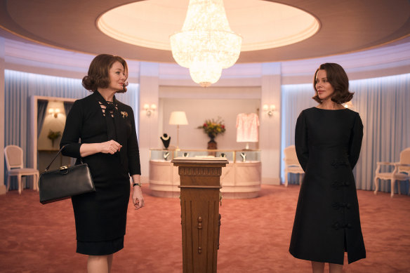 Mrs Ambrose (Miranda Otto) faces off with Magda (Debi Mazar), the former head of model gowns at Goodes.
