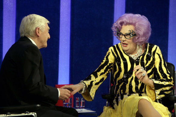 Michael Parkinson and Dame Edna Everage in 2006.