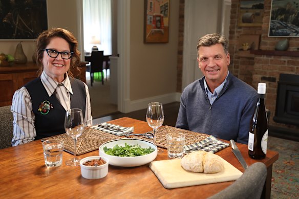 Crabb with Angus Taylor at his family farm outside Goulburn in the new season of Kitchen Cabinet.