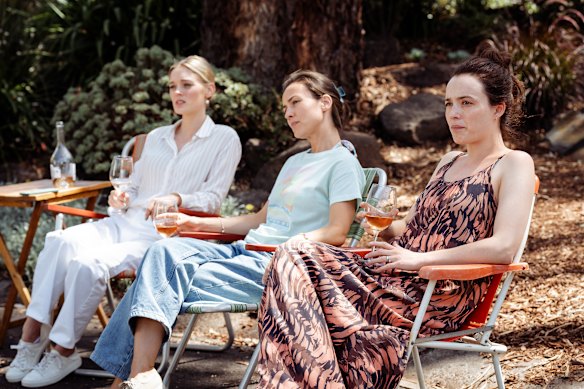 Whine o’clock: Ange (Bella Heathcote), Lulu (Jane Harber) and Essie (Philippa Northeast) chew the fat. 