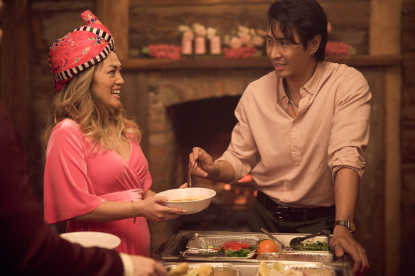 Chapman as Jane with Chris Pang as Yu Chang in <i>White Fever</i>.