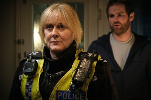 Sarah Lancashire as police sergeant Catherine Cawood and Mark Stanley as Rob Hepworth in the most recent season of Happy Valley.