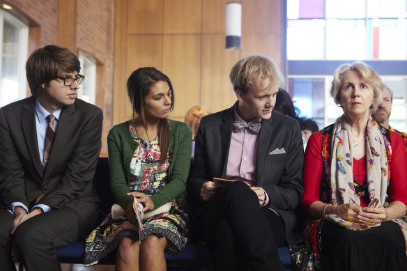 Thomas with Thomas Ward, Caitlin Stasey and Debra Lawrance in Please Like Me.