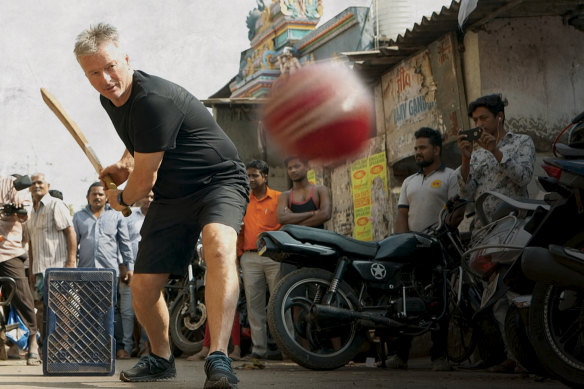 A scene from the documentary Capturing Cricket: Steve Waugh in India. 