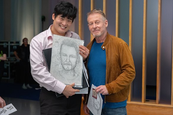 Richard Roxburgh with student Daniel in season two of The Assembly.