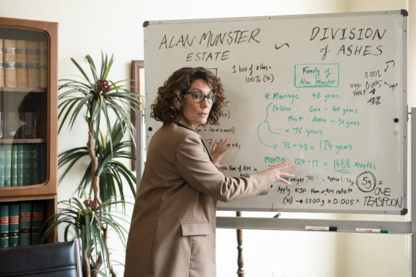 Kitty Flanagan as Helen Tudor Fisk in the ABC comedy Fisk. The series is shot in what’s become the traditional Aussie sitcom way: on location and without canned laughter.