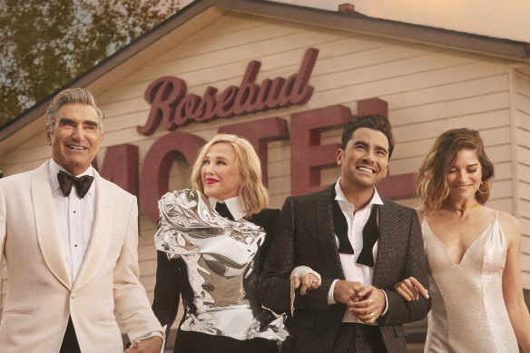 The cast of Schitt's Creek: Eugene Levy, Catherine O'Hara, Dan Levy and Annie Murphy.